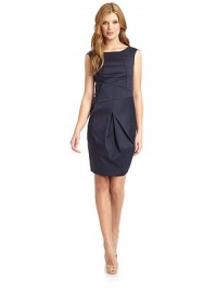 THE LOOKRound necklineSleevelessGeometric seam detailsAsymmetrical waistlinePleated details on skirtSide zip closureTHE FITAbout 36 from shoulder to hemTHE MATERIAL72% cotton/24% nylon/4% spandexFully linedCARE & ORIGINDry cleanImportedModel shown is 5'9 (175cm) wearing US size 4. THE LOOKRound necklineSleevelessGeometric seam detailsAsymmetrical waistlinePleated details on skirtSide zip closureTHE FITAbout 36 from shoulder to hemTHE MATERIAL72% cotton/24% nylon/4% spandexFully linedCARE & ORIGINDry cleanImportedModel shown is 5'9 (175cm) wearing US size 4.