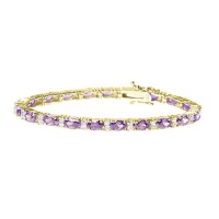 Studio 925 Amethyst CZ Oval 18k Yellow Gold Vermeil Sterling Silver Tennis Bracelet