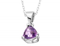 7mm Amethyst Pendant Necklace in Sterling Silver with Chain 7mm Amethyst Pendant Necklace in Sterling Silver with Chain