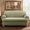 Sure Fit Stretch Stripe 2-Piece T Sofa Slipcover, Sage