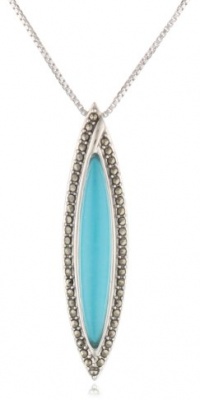 Judith Jack True Colors Sterling Silver, Marcasite and Turquoise Linear Pendant Necklace, 18 Judith Jack True Colors Sterling Silver, Marcasite and Turquoise Linear Pendant Necklace, 18
