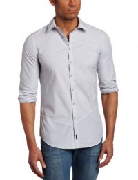 Calvin Klein Sportswear Men's Long Sleeve Mini Stripe Pieced Woven Shirt, White, Medium Calvin Klein Sportswear Men's Long Sleeve Mini Stripe Pieced Woven Shirt, White, Medium