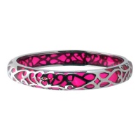 Inox Womens Pink Fushia Design Resin Stainless 316L Steel Bangle Inox Womens Pink Fushia Design Resin Stainless 316L Steel Bangle