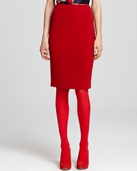 Ravishing in red, this sleek Armani Collezioni pencil skirt makes our seasonal must-have list.