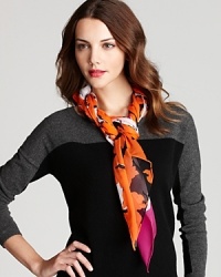 Add a touch of the tropics to your look with this vibrant, leaf-print scarf in sumptuous silk from DIANE von FURSTENBERG.