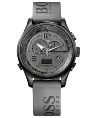 With a yachting timer and regatta-inspired accents, this Hugo Boss chronograph watch is perfect for those whose hearts belong to the sea. With a yachting timer and regatta-inspired accents, this Hugo Boss chronograph watch is perfect for those whose hearts belong to the sea.