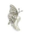 THE LOOKButterfly silhouetteResin pearl accentGlass crystal accentsFaux rhodium-plated settingCircle lock closureTHE MEASUREMENTLength, about 2¾ORIGINImported