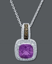 A poignant last touch. Le Vian's stunning amethyst (1-1/3 ct. t.w.), white diamond (1/6 ct. t.w.) and chocolate diamond-accented pendant adds color and refinement to your look. Set in 14k white gold. Approximate length: 18 inches. Approximate drop: 3/4 inch. A poignant last touch. Le Vian's stunning amethyst (1-1/3 ct. t.w.), white diamond (1/6 ct. t.w.) and chocolate diamond-accented pendant adds color and refinement to your look. Set in 14k white gold. Approximate length: 18 inches. Approximate drop: 3/4 inch.