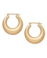 Petite hoop earrings are the perfect accent for day or night. With their unique graduated style and sparkling diamond accent, Signature Gold's™ unique pair will instantly become an essential day-to-day piece. Crafted in 14k gold. Approximate diameter: 3/4 inch. Petite hoop earrings are the perfect accent for day or night. With their unique graduated style and sparkling diamond accent, Signature Gold's™ unique pair will instantly become an essential day-to-day piece. Crafted in 14k gold. Approximate diameter: 3/4 inch.