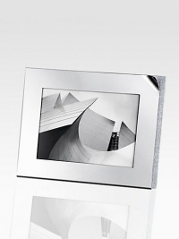 A modern and sophisticated frame stylishly blends the strong, sharp lines of stainless steel with a myriad of tiny faceted clear crystals. Wipe clean ImportedDIMENSION INFORMATION4 X 6 (6¾ X 8¾ overall)5 X 7 (7¾ X 9¾ overall)