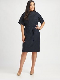 A structured silhouette, grosgrain belt and a hint of stretch give this timeless sheath the look you want: a comfortable, curve-complementing fit. BoatneckElbow-length sleevesPrincess seamsGrosgrain beltBack zipperFully linedAbout 40 from shoulder to hem75% polyester/20% viscose/5% elastane Dry cleanImported A structured silhouette, grosgrain belt and a hint of stretch give this timeless sheath the look you want: a comfortable, curve-complementing fit. BoatneckElbow-length sleevesPrincess seamsGrosgrain beltBack zipperFully linedAbout 40 from shoulder to hem75% polyester/20% viscose/5% elastane Dry cleanImported