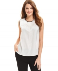 Calvin Klein updates this shell with contrasting trim at the neck and arms for a sharp look.