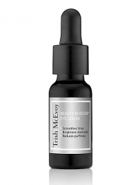 Trish McEvoy's Beauty Booster Eye Serum is a concentrated eye treatment formulated to drastically reduce the appearance of fine lines, dark circles and puffiness. This water-light serum deeply hydrates, brightens and firms with a powerful cocktail of peptides, hyaluronic acid vitamins and antioxidants. With continued use the under-eye area will appear less lined, smoother, firmer and brighter. 0.5 oz. Trish McEvoy's Beauty Booster Eye Serum is a concentrated eye treatment formulated to drastically reduce the appearance of fine lines, dark circles and puffiness. This water-light serum deeply hydrates, brightens and firms with a powerful cocktail of peptides, hyaluronic acid vitamins and antioxidants. With continued use the under-eye area will appear less lined, smoother, firmer and brighter. 0.5 oz.