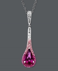 Pink perfection. Kaleidoscope's stunning drop pendant features white, pale pink and hot pink crystals made with Swarovski Elements. Setting and chain crafted in sterling silver. Approximate length: 18 inches. Approximate drop: 1-9/10 inches. Pink perfection. Kaleidoscope's stunning drop pendant features white, pale pink and hot pink crystals made with Swarovski Elements. Setting and chain crafted in sterling silver. Approximate length: 18 inches. Approximate drop: 1-9/10 inches.