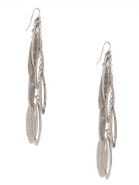GUESS Silver-Tone Textured Feather Earrings, SILVER