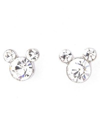 Adorable Clear Ice CZ Crystal x-Small 3/8 Famous Mouse Ears Silver Plated Stud Earrings Adorable Clear Ice CZ Crystal x-Small 3/8 Famous Mouse Ears Silver Plated Stud Earrings