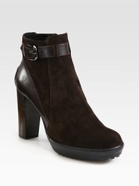 Carefully sewn by celebrated artisans, this suede silhouette with rich leather accents is elevated by a high-heel and platform. Stacked heel, 3¾ (95mm)Rubber platform, 1 (25mm)Compares to a 2¾ heel (70mm)Suede and leather upperSide zip and adjustable leather buckle strapLeather liningRubber solePadded insoleMade in ItalyOUR FIT MODEL RECOMMENDS ordering one half size up as this style runs small. Carefully sewn by celebrated artisans, this suede silhouette with rich leather accents is elevated by a high-heel and platform. Stacked heel, 3¾ (95mm)Rubber platform, 1 (25mm)Compares to a 2¾ heel (70mm)Suede and leather upperSide zip and adjustable leather buckle strapLeather liningRubber solePadded insoleMade in ItalyOUR FIT MODEL RECOMMENDS ordering one half size up as this style runs small.
