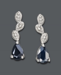 Unwavering elegance in the form of cascading leaf droplets. Victoria Townsend earrings are a must-have for any formal evening affair. Crafted in sterling silver, pear-cut sapphires (1 ct. t.w.) shine amidst an array of sparkling diamond accents. Approximate drop: 13/20 inch. Unwavering elegance in the form of cascading leaf droplets. Victoria Townsend earrings are a must-have for any formal evening affair. Crafted in sterling silver, pear-cut sapphires (1 ct. t.w.) shine amidst an array of sparkling diamond accents. Approximate drop: 13/20 inch.