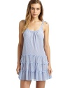 THE LOOKSemi-sheer designStriped printGathered scoopneckAdjustable straps with bow detailsRuffled detailsTHE FITAbout 34 from shoulder to hemTHE MATERIALPolyesterCARE & ORIGINMachine washImportedModel shown is 5'9 (175cm) wearing US size Small. 