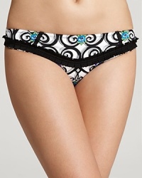 A bold boudoir-inspired bikini from iconic designer Betsey Johnson adds some oomph to your standard swimwear. A bold boudoir-inspired bikini from iconic designer Betsey Johnson adds some oomph to your standard swimwear.