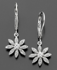 These flirty flower earrings by Eliot Danori are sure to dazzle. Round-cut crystal accents are set in rhodium-plated mixed metal. Approximate drop: 1 inch. Approximate diameter: 1/2 inch. These flirty flower earrings by Eliot Danori are sure to dazzle. Round-cut crystal accents are set in rhodium-plated mixed metal. Approximate drop: 1 inch. Approximate diameter: 1/2 inch.