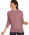 Made from ultra-soft fabric in chic cabled knit, Karen Scott's petite mock turtleneck sweater is an instant classic.