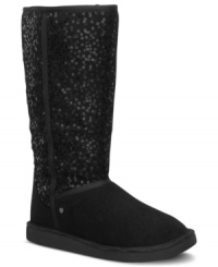 Add a touch of glam to her winter wardrobe with these fabulous glittery suede boots by Stride Rite. Add a touch of glam to her winter wardrobe with these fabulous glittery suede boots by Stride Rite.