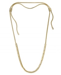Just the right size. You choose which length best suits your style with Michael Kors adjustable necklace. Wear it long for a trendy look, or short and sassy with a lower-cut shirt. Any way you wear it, this necklace adds a just the right amount of shine with polished slide beads in gold tone mixed metal. Approximate length: up to 37 inches. Just the right size. You choose which length best suits your style with Michael Kors adjustable necklace. Wear it long for a trendy look, or short and sassy with a lower-cut shirt. Any way you wear it, this necklace adds a just the right amount of shine with polished slide beads in gold tone mixed metal. Approximate length: up to 37 inches.