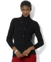 Lauren Ralph Lauren's cozy knit cardigan is inspired by classic tailored pieces and rendered in a chic double-breasted silhouette with embossed buttons.