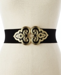 Stun them with sophistication. An ornate, scrolling buckle dresses up this comfortable stretch belt by Style&co. Stun them with sophistication. An ornate, scrolling buckle dresses up this comfortable stretch belt by Style&co.