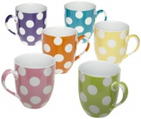 Yedi Houseware Classic Coffee and Tea White Dots Mugs, Set of 6