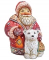 Tis' the season to decorate your tree with this unique treasure from DeBrekht. Features Santa Claus and cuddly polar bear embellished with hand painted details.