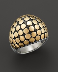 Gleaming gold adds splendor to a sterling silver dome ring from the John Hardy Dot collection. Gleaming gold adds splendor to a sterling silver dome ring from the John Hardy Dot collection.