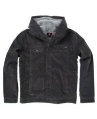 Stay warm in sleek rugged style with this sherpa lined hooded corduroy jacket by Quicksilver. Stay warm in sleek rugged style with this sherpa lined hooded corduroy jacket by Quicksilver.