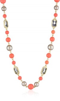 Anne Klein Sorbet Gold-Tone and Coral Colored 42 Strand Necklace