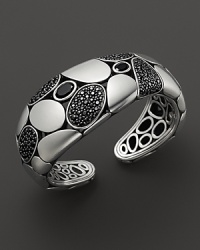 Pavé black sapphires and faceted black chalcedony shine in a pebbled sterling silver bracelet. From the John Hardy Kali Collection. Pavé black sapphires and faceted black chalcedony shine in a pebbled sterling silver bracelet. From the John Hardy Kali Collection.