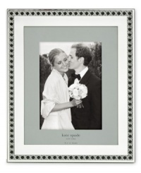 Sleek and modern with an unexpected touch, the Carling Way picture frame displays distinct kate spade style. A sculpted cane design typically found in furniture adds new dimension to lustrous silver plate. Sleek and modern with an unexpected touch, the Carling Way picture frame displays distinct kate spade style. A sculpted cane design typically found in furniture adds new dimension to lustrous silver plate.
