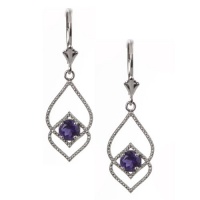 Sterling Silver Amethyst Delicate Fashion Dangle Earrings (5mm ) Sterling Silver Amethyst Delicate Fashion Dangle Earrings (5mm )