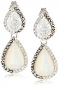 Judith Jack Amor Sterling Silver, Marcasite, Cubic Zirconia and Pearl Drop Earrings Judith Jack Amor Sterling Silver, Marcasite, Cubic Zirconia and Pearl Drop Earrings