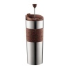 Bodum Stainless Steel 16-Ounce Vacuum Travel Press Coffee Maker with Brown Silicone Grip