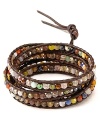 Simple yet eclectic. This Chan Luu wrap bracelet refines bohemian style with its mix of semi-precious beads and agate gemstones, finished in rich leather.
