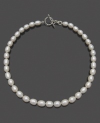 Perfectly luminous cultured freshwater pearls (8-1/2-9-1/2 mm) grace Belle de Mer's gorgeous strand necklace. Trendy toggle clasp crafted in sterling silver. Approximate length: 18 inches. Perfectly luminous cultured freshwater pearls (8-1/2-9-1/2 mm) grace Belle de Mer's gorgeous strand necklace. Trendy toggle clasp crafted in sterling silver. Approximate length: 18 inches.