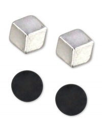 Shape up your look. This cute stud earring set from BCBGeneration features cube and circle designs. Set in silver tone and hematite tone mixed metal. Approximate diameter: 1/4 inch.