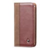Acase Genuine Leather Wallet Case for iPhone 5 - Vintage Brown and Red