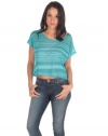 Vintage Havana Womens Neon Burnout Stripe Tee - Blue - Medium