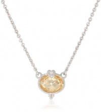 Judith Ripka La Petite Oval Stone with Heart Yellow Pendant Necklace Judith Ripka La Petite Oval Stone with Heart Yellow Pendant Necklace