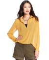 In a sheer chiffon, this relaxed Kensie blouse is a hot fall layering piece!
