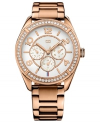 The classic steel watch gets a ladylike makeover with rosy hues and Swarovski accents, by Tommy Hilfiger. The classic steel watch gets a ladylike makeover with rosy hues and Swarovski accents, by Tommy Hilfiger.