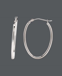 Cool style that endures. The classic hoop is a must-have for your collection. This chic oval-shaped hoop features a click backing and oval-shaped design. Approximate diameter: 3/4 inch. Cool style that endures. The classic hoop is a must-have for your collection. This chic oval-shaped hoop features a click backing and oval-shaped design. Approximate diameter: 3/4 inch.