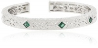 Judith Ripka Estate Three Small Stones Green Cuff Bracelet Judith Ripka Estate Three Small Stones Green Cuff Bracelet